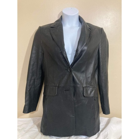 Womens Leather Jacket Medium 37" Black Fleet Street Mint - Picture 2 of 14